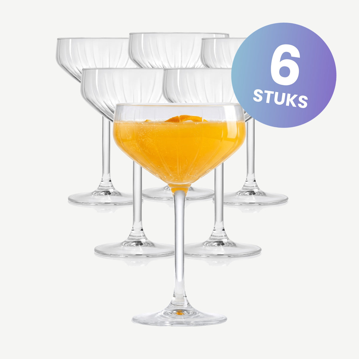 Royal Leerdam Carré Optics Champagnecoupe 28,5 Cl - set van 6 glazen