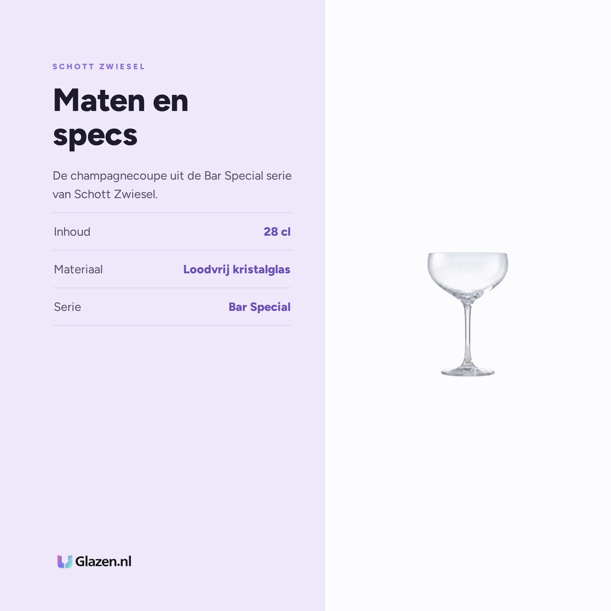 Maten en specs van Schott Zwiesel Bar Special Champagnecoupe 28 Cl