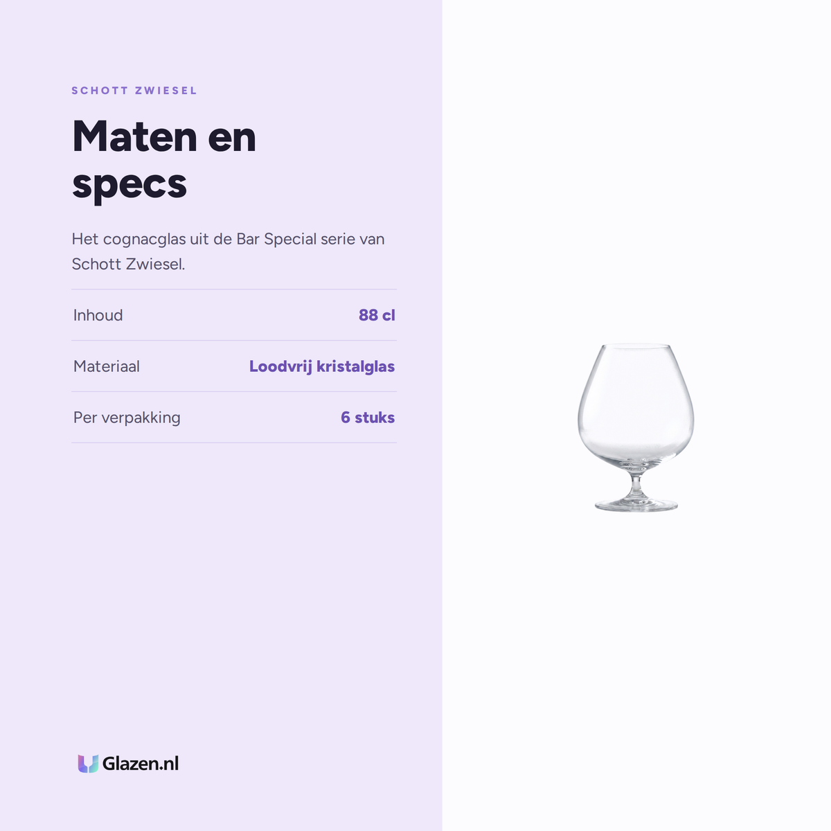 Maten en specs van Schott Zwiesel Bar Special Cognacglas XXL 88 Cl