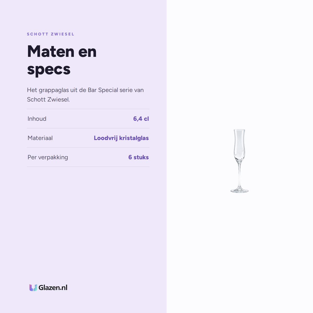 Maten en specs van Schott Zwiesel Bar Special Grappaglas 6,4 Cl
