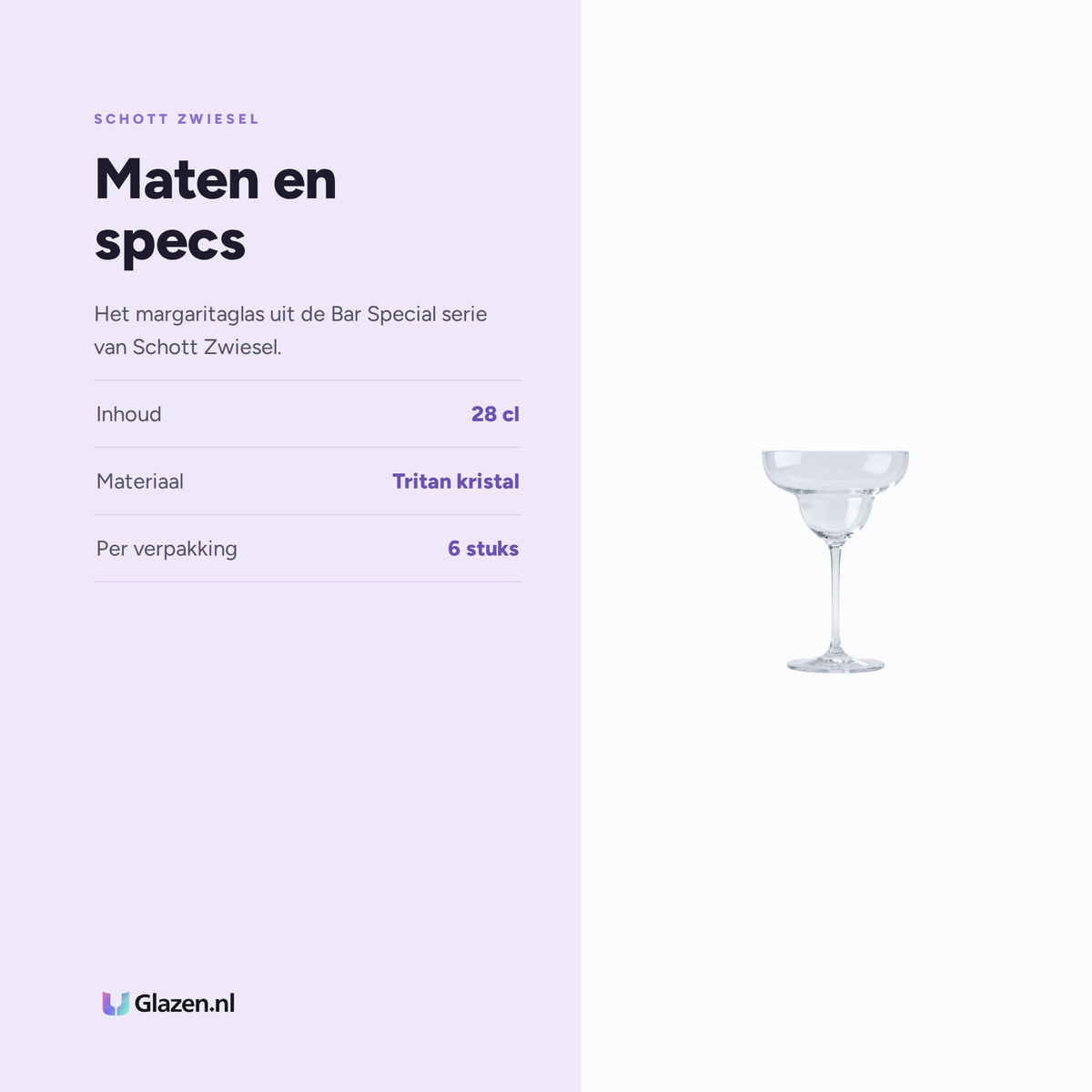 Maten en specs van Schott Zwiesel Bar Special Margaritaglas 28 Cl