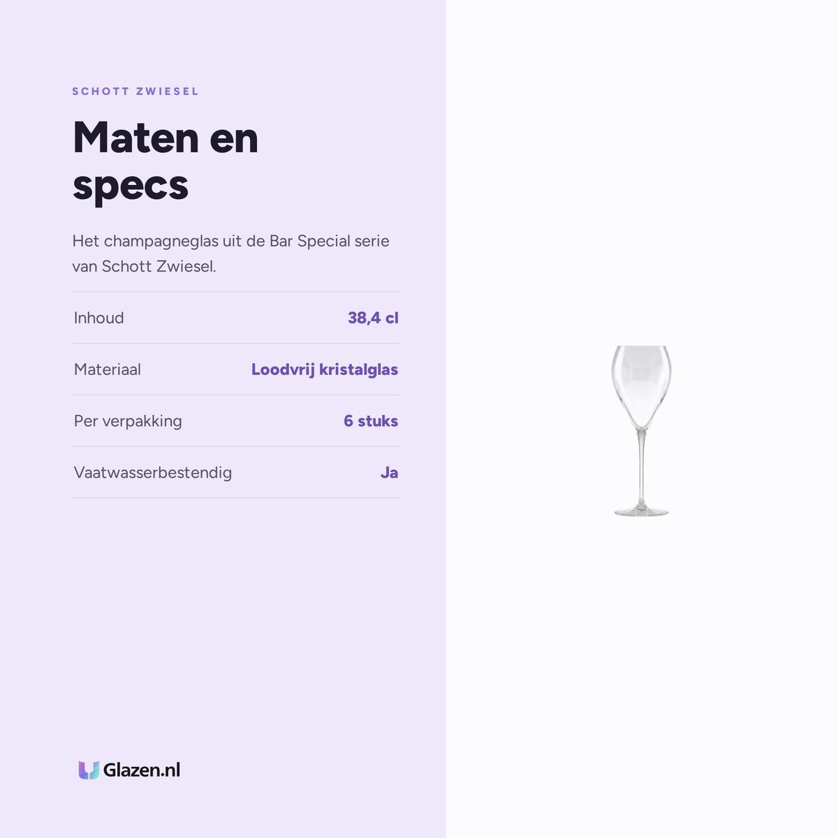 Maten en specs van Schott Zwiesel Bar Special Premium Champagneglas 38,4 Cl