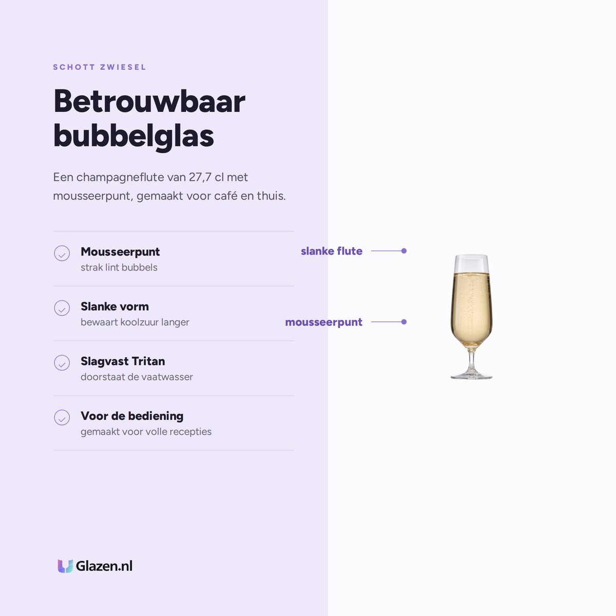 Eigenschappen van Schott Zwiesel Bistro Line Champagneglas 27,7 Cl met Mousseerpunt