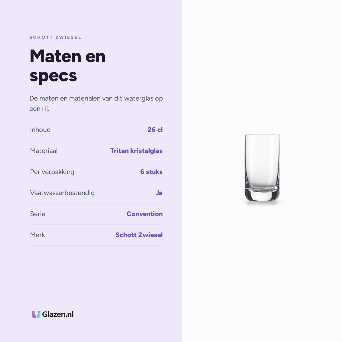 Schott Zwiesel Convention Waterglas 26 Cl maten en specs