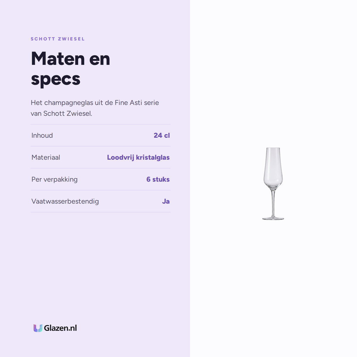 Maten en specs van Schott Zwiesel Fine Asti Champagneglas 24 Cl