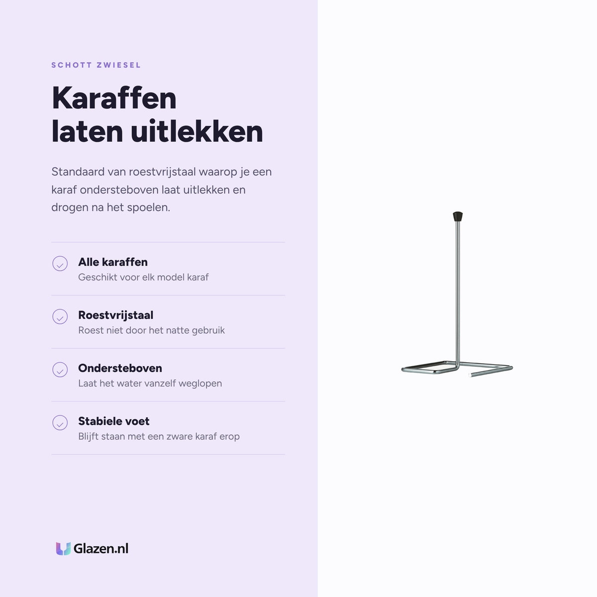 Eigenschappen van de Schott Zwiesel karafdroger