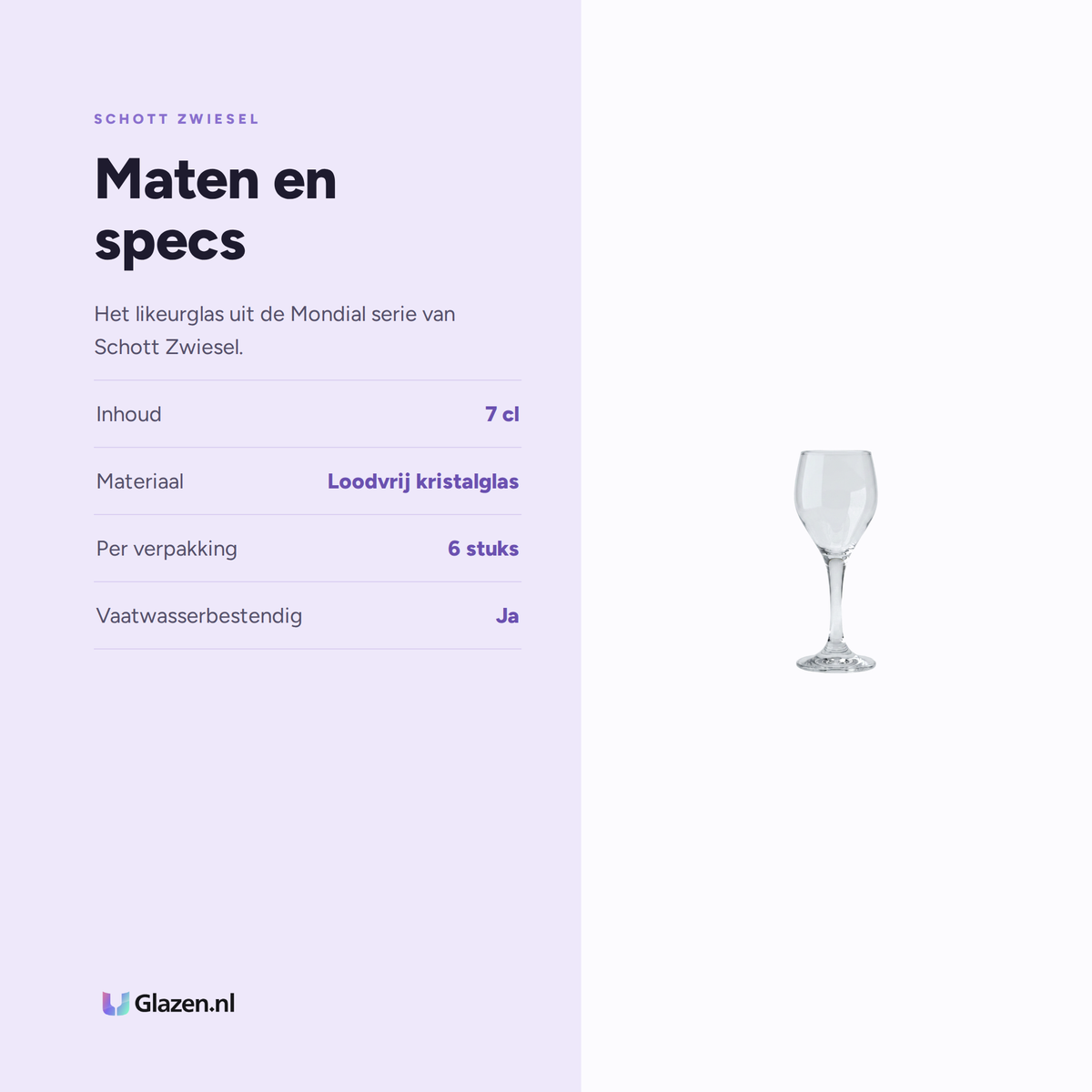 Maten en specs van Schott Zwiesel Mondial Likeurglas 7 Cl