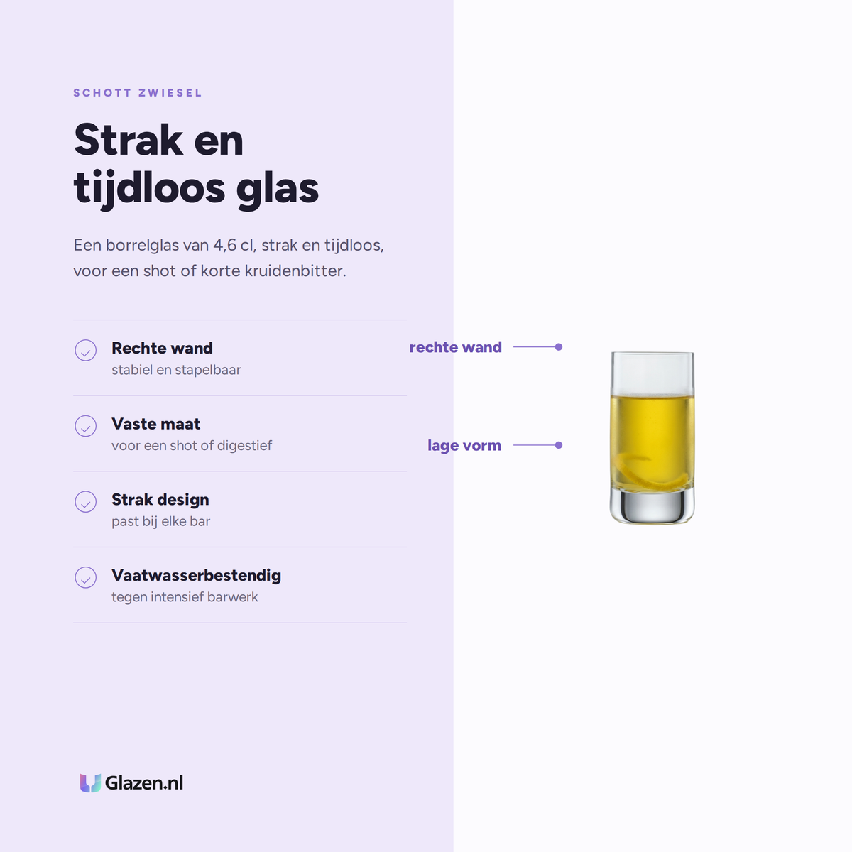 Eigenschappen van Schott Zwiesel Simple Convention Borrelglas 4,6 Cl