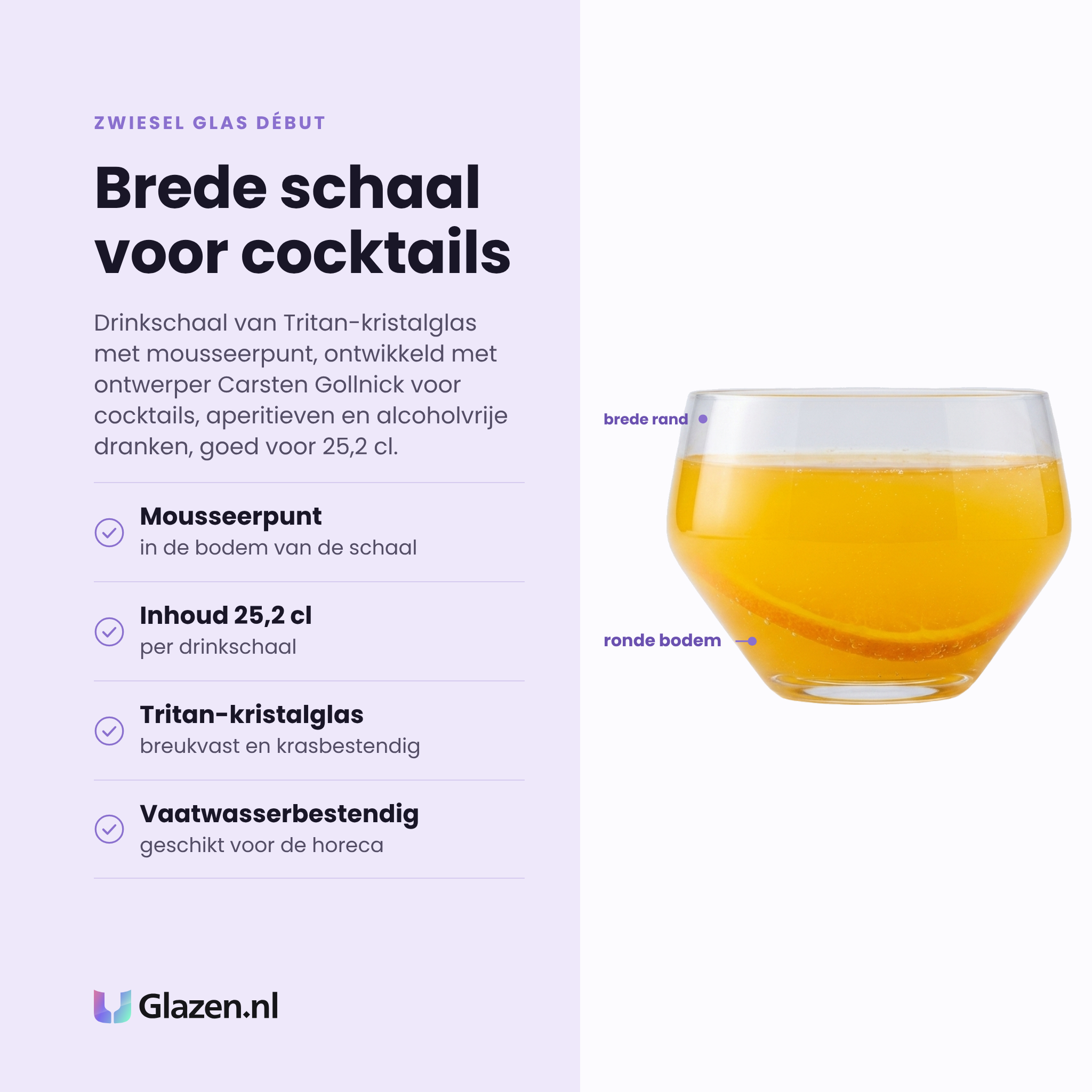 Zwiesel Glas Début drinkschaal 25,2 cl eigenschappen: mousseerpunt in de bodem, inhoud 25,2 cl, tritan-kristalglas, vaatwasserbestendig