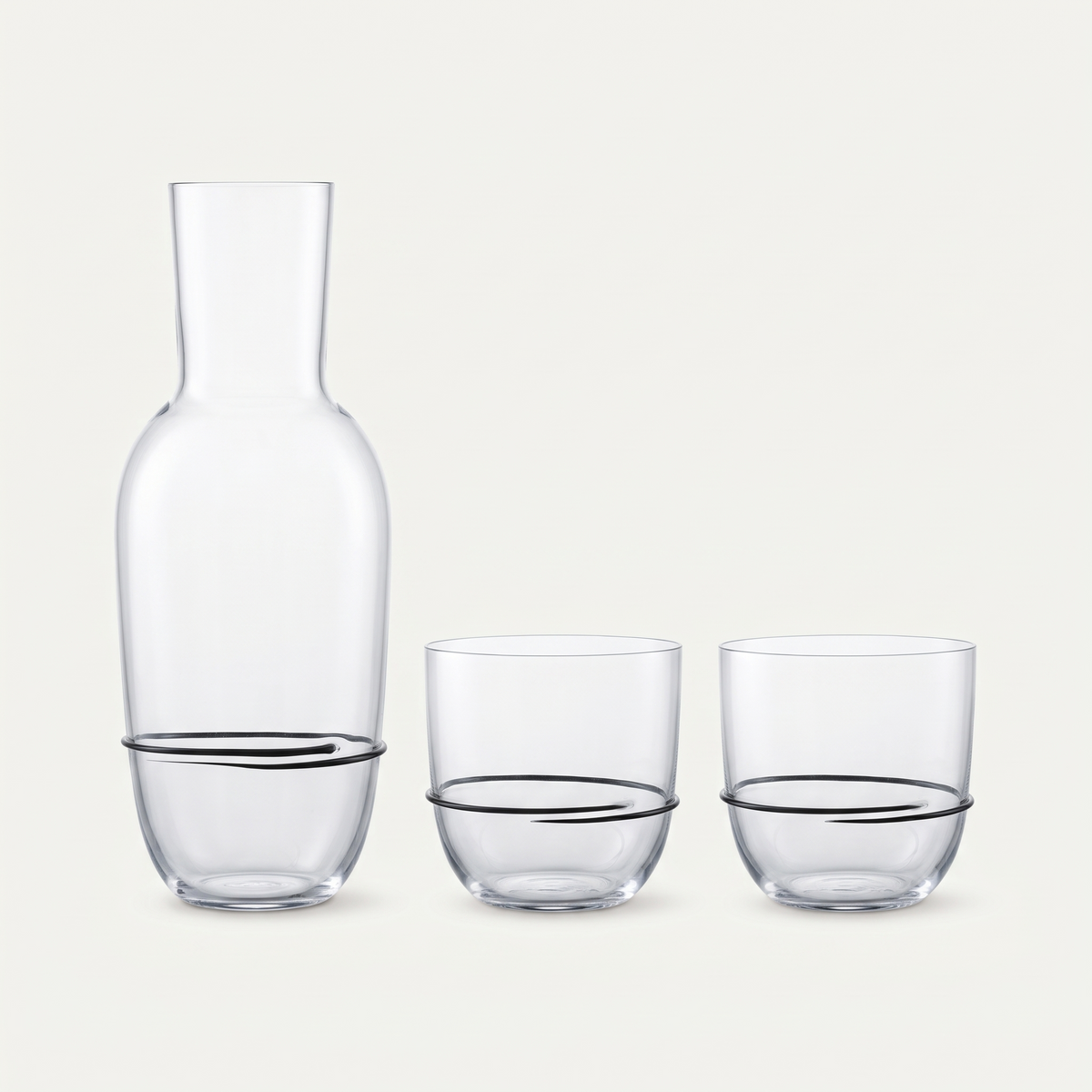 Zwiesel Glas Aura set karaf met twee lege tumblers zwart