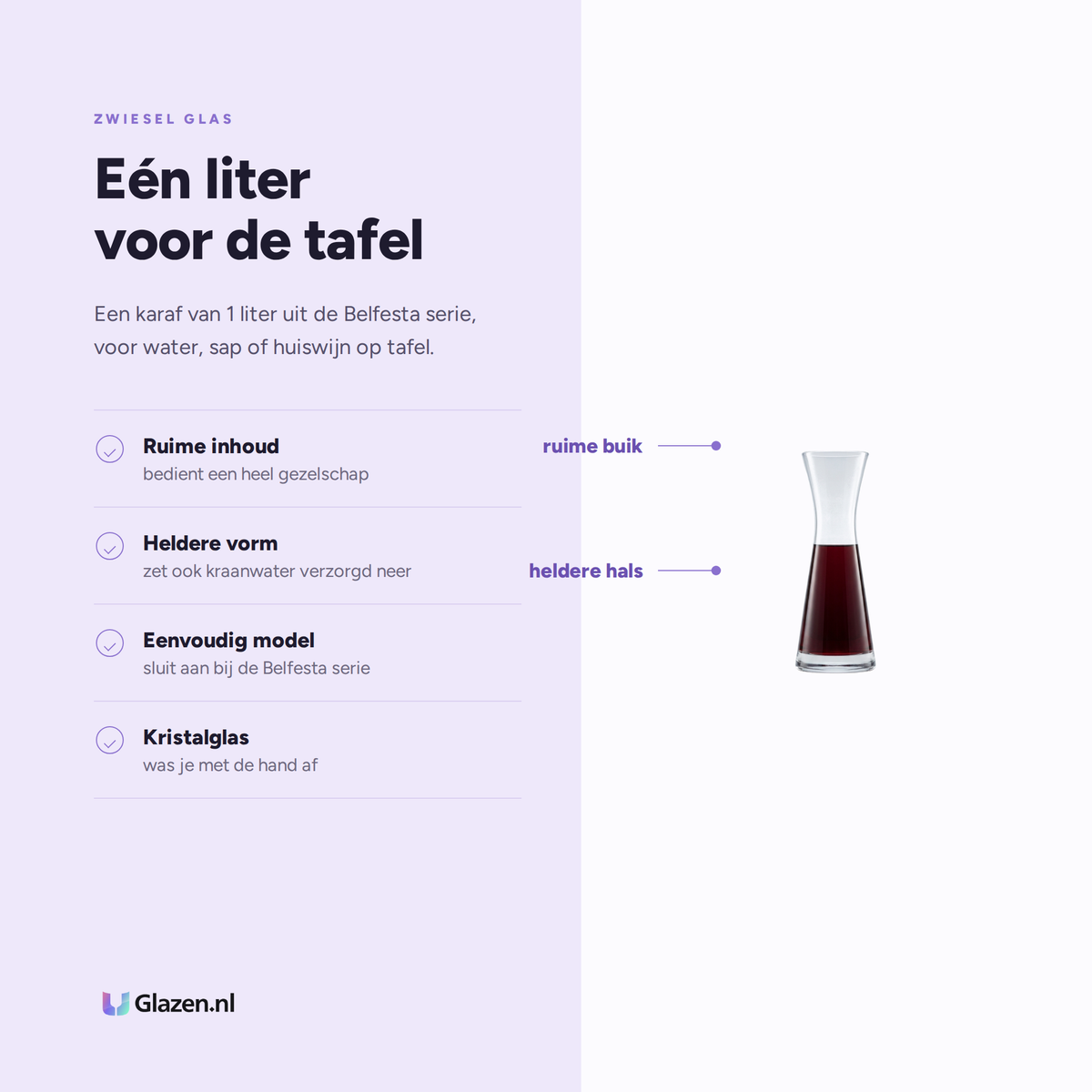 Eigenschappen van Zwiesel Glas Belfesta Karaf 100 Cl