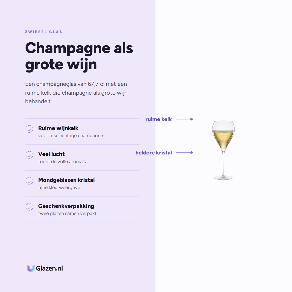 Eigenschappen van Zwiesel Glas Enoteca Premium Champagneglas 67,7 Cl in Geschenkverpakking