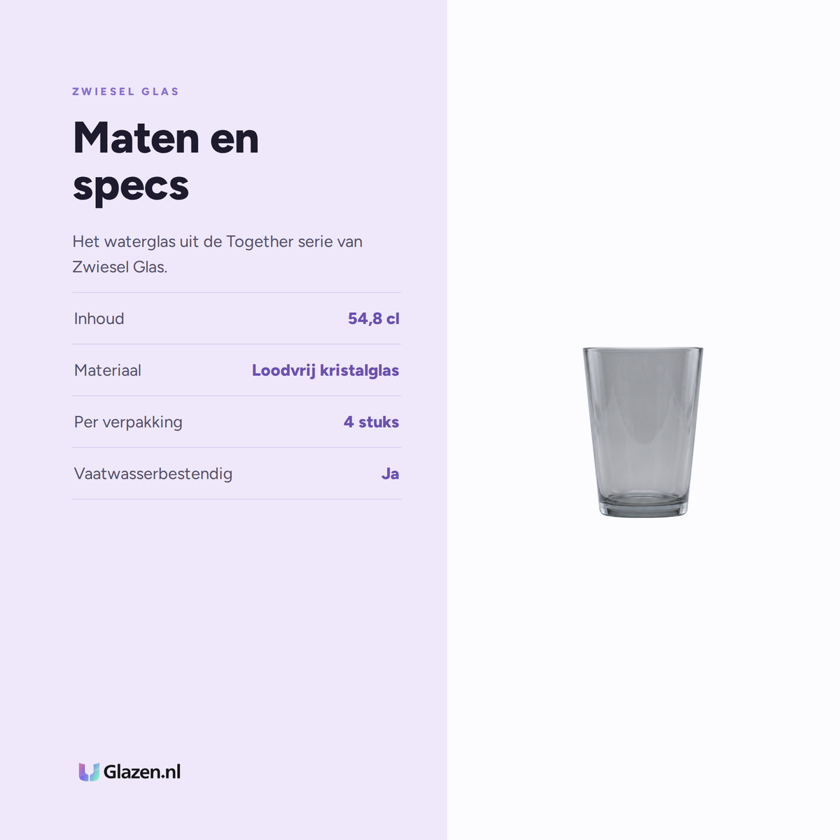 Maten en specs van Zwiesel Glas Together Waterglas 54,8 Cl Grafiet
