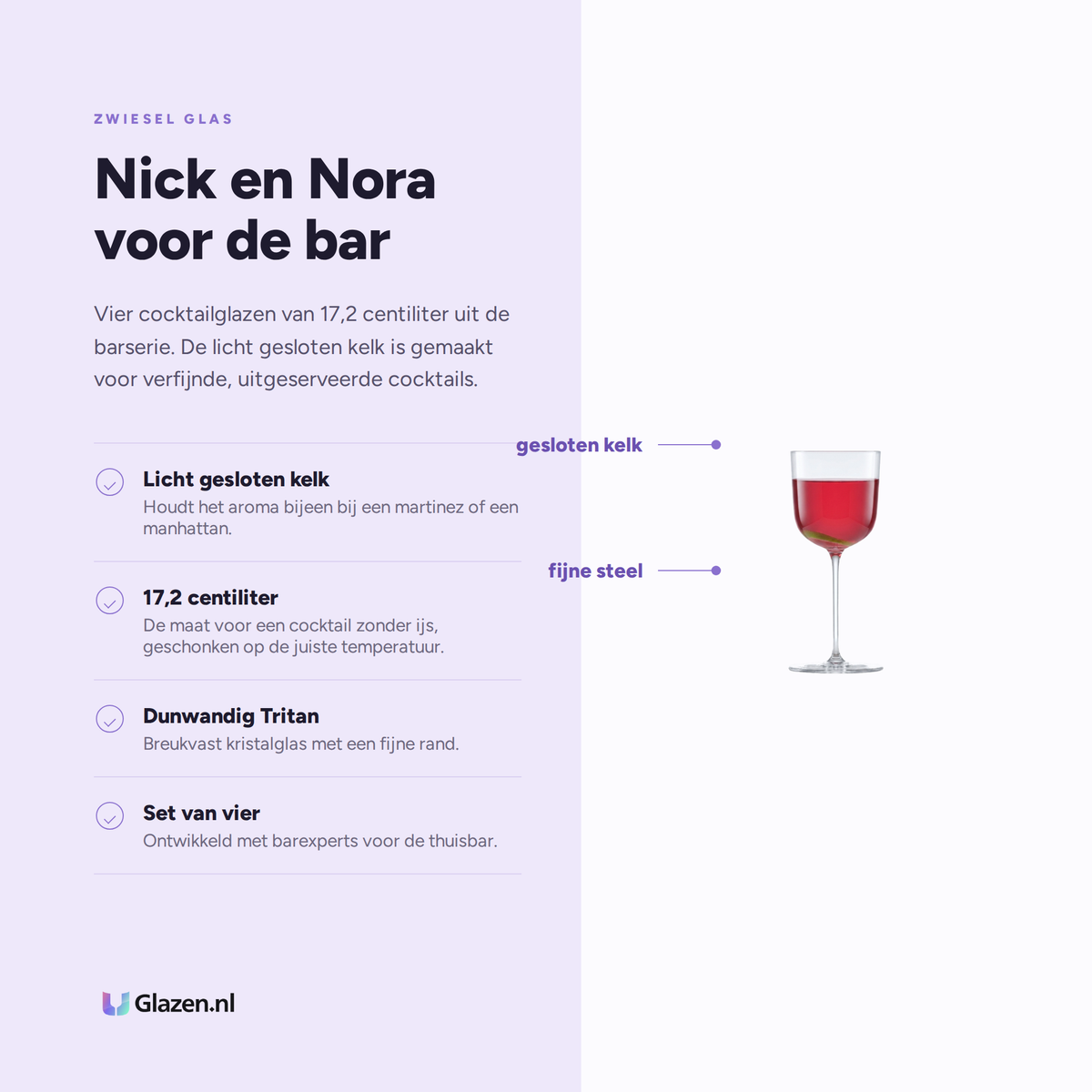 Zwiesel Glas Tone Nick en Nora cocktailglas 17,2 cl eigenschappen