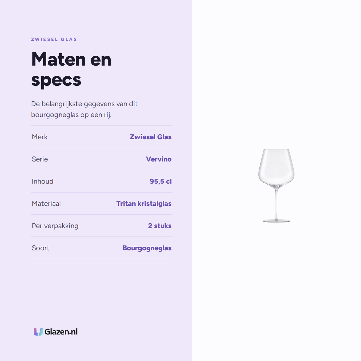 Zwiesel Glas Vervino Bourgogneglas 95,5 cl maten en specs